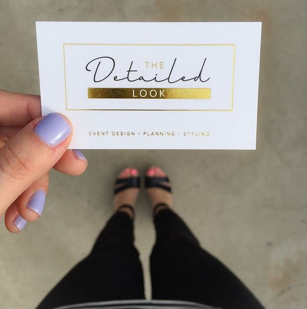 gold foil business cards with silk