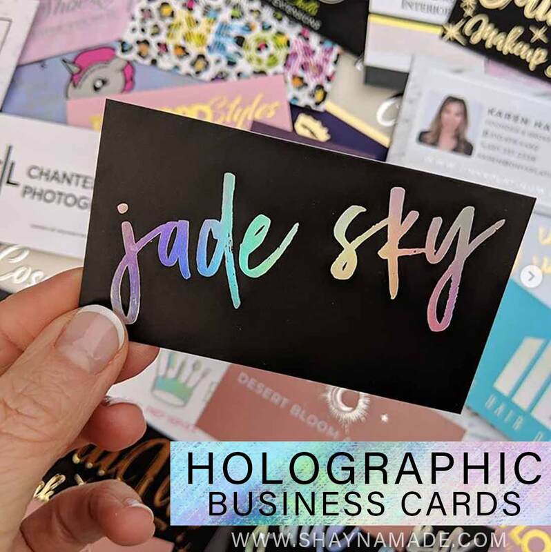 Jade Sky Boutique in Charlotte NC. Black Silk Business cards with Holographic Foil added to both sides. 